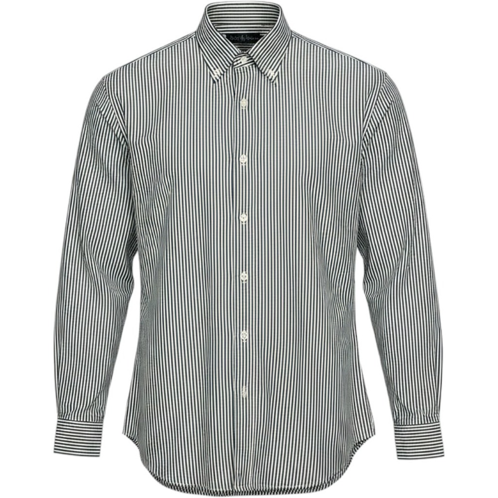 Ralph Lauren Shirt Mens L Green & White Striped Button-Down Long Sleeve